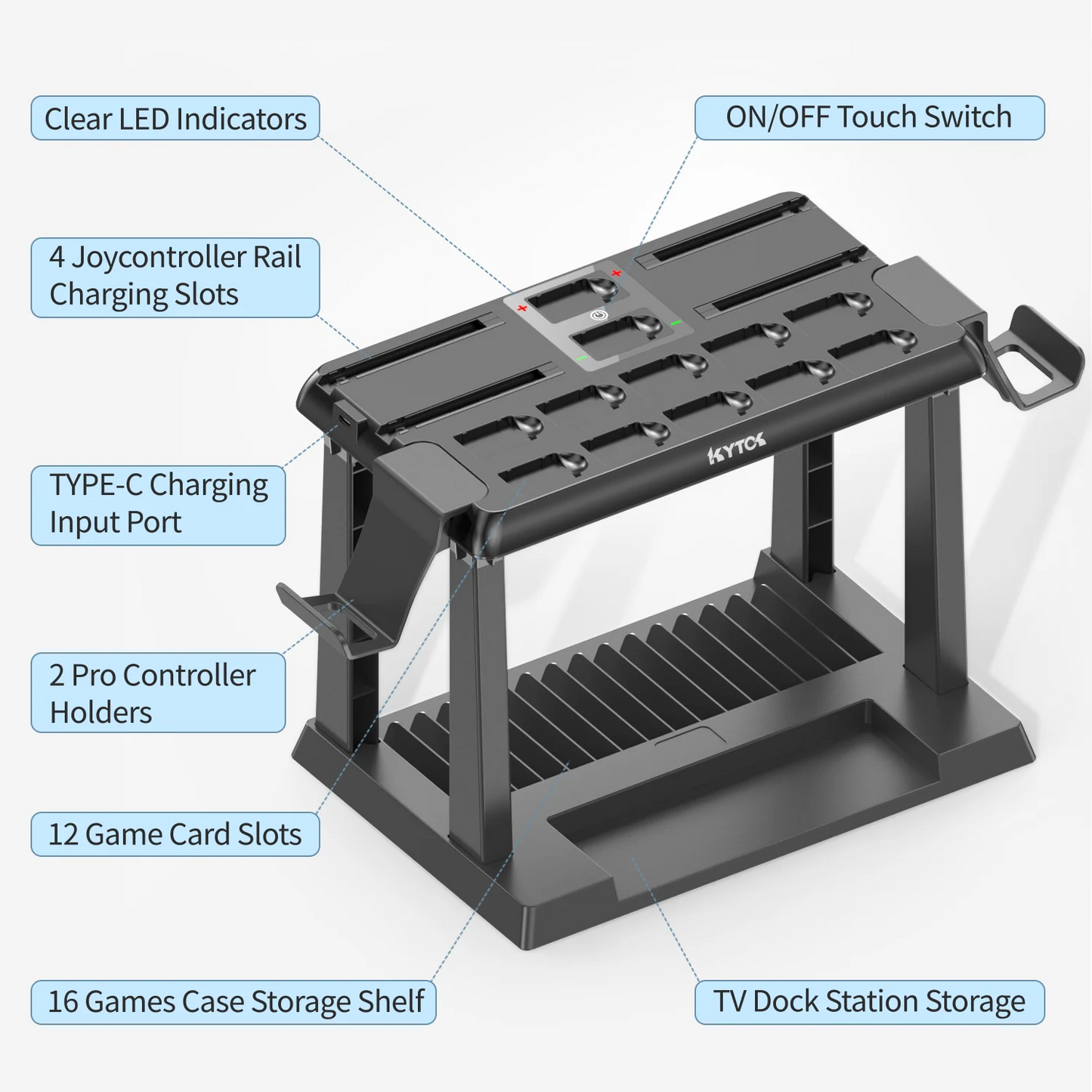 Nintendo Switch Storage Charging Tower with Cable