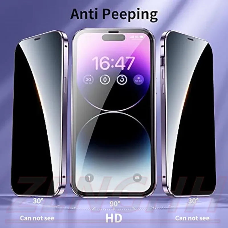 Double Glass Anti-Peep Privacy Magnetic Adsorption Case For iPhone