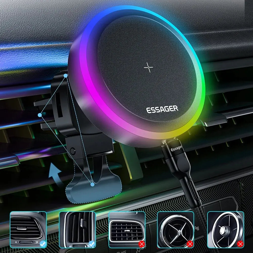 Essager RGB Magnetic Car Phone Charger