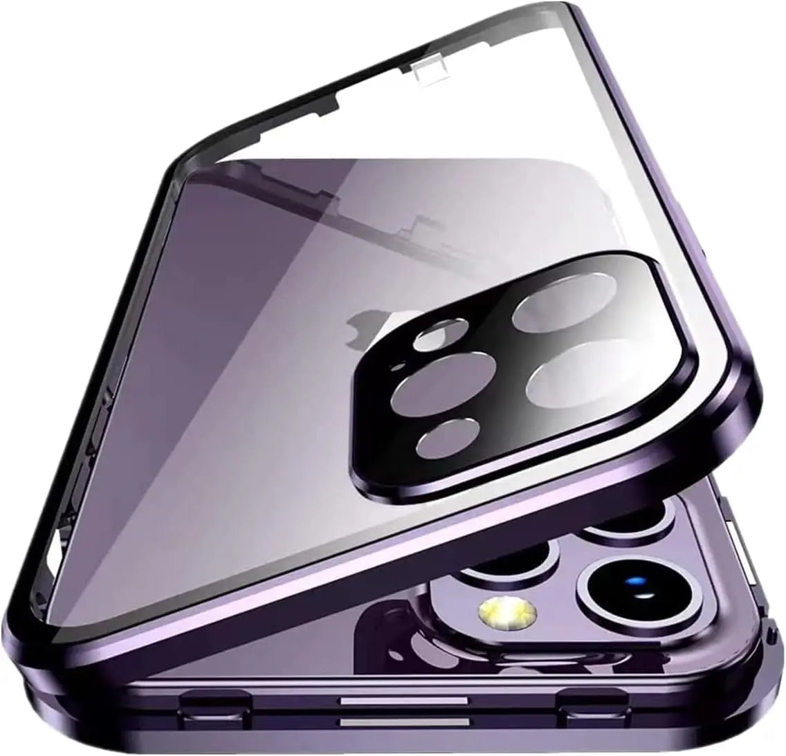 Double Glass Anti-Peep Privacy Magnetic Adsorption Case For iPhone