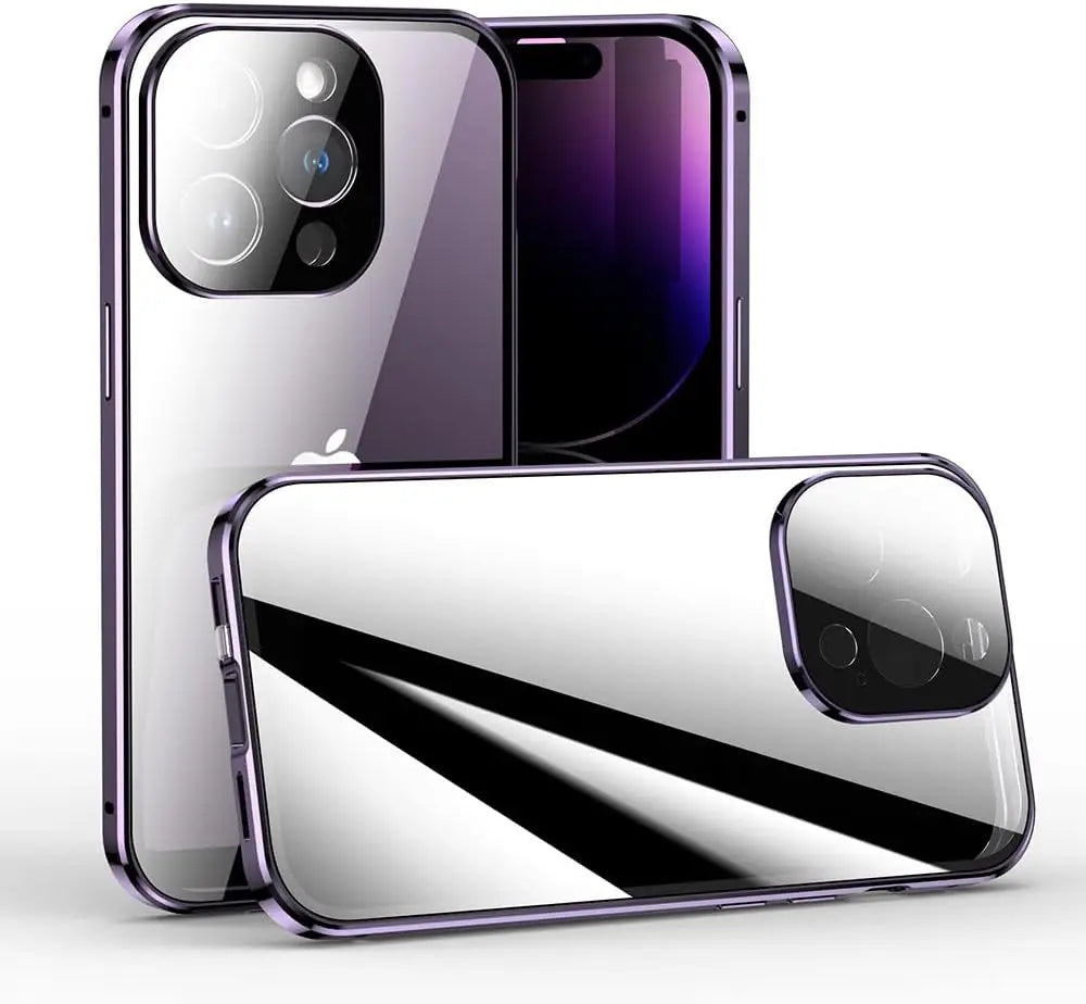 Double Glass Anti-Peep Privacy Magnetic Adsorption Case For iPhone