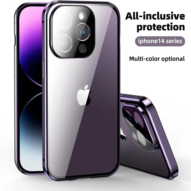 Double Glass Anti-Peep Privacy Magnetic Adsorption Case For iPhone